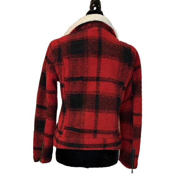 Old Navy Buffalo Plaid Sherpa Moto Jacket, Size Medium - Picture 3 of 6